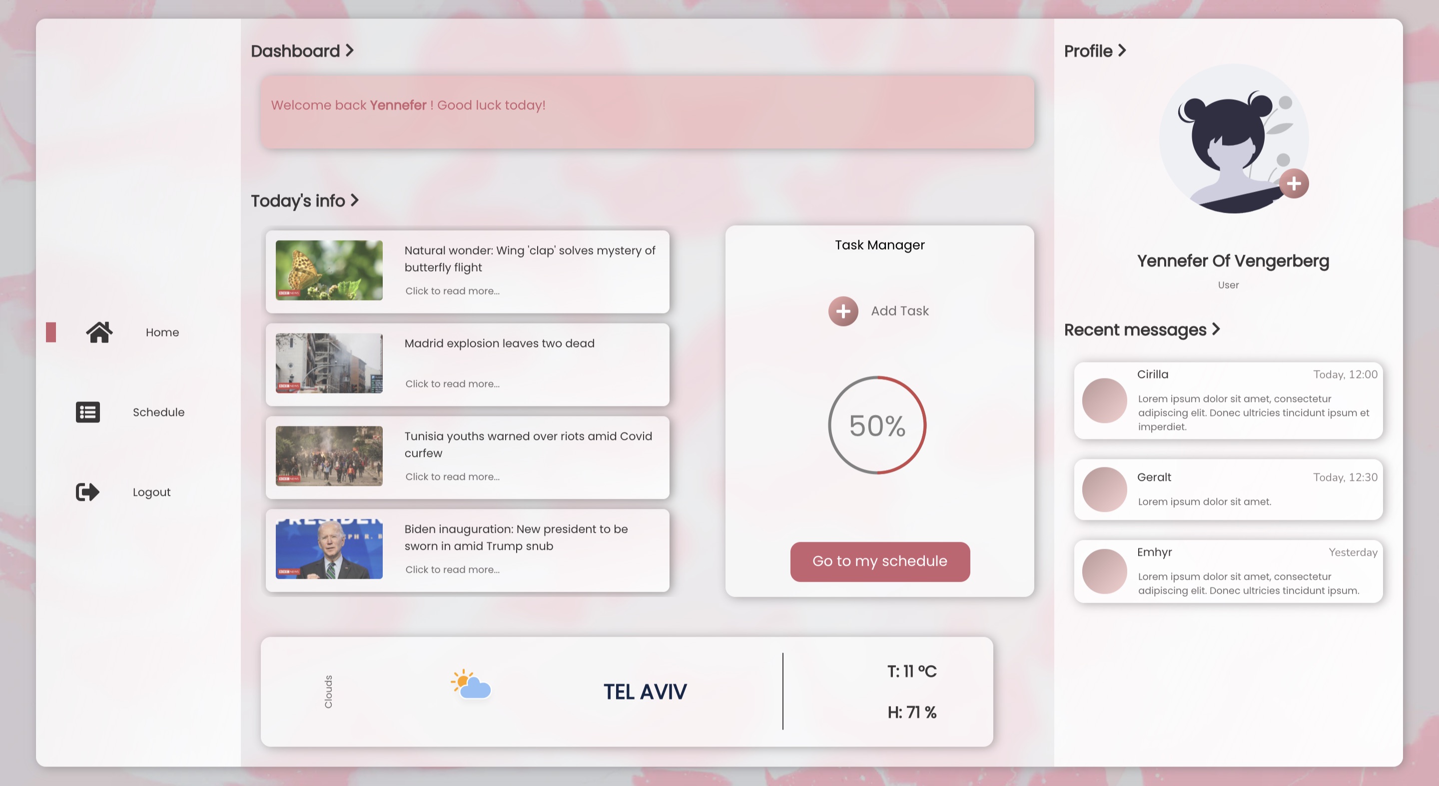 Screenshot of the main page of the project